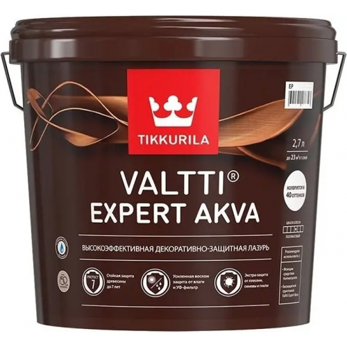 Высокоэффективная декоративно защитная лазурь Тиккурила Valtti Expert Akva 2.7 л рябина