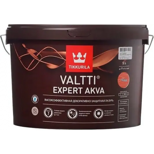 Высокоэффективная декоративно защитная лазурь Тиккурила Valtti Expert Akva 9 л рябина