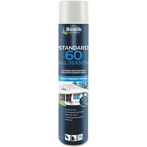 Бытовая полиуретановая всесезонная монтажная пена Bostik Standard All Season 60 750 мл