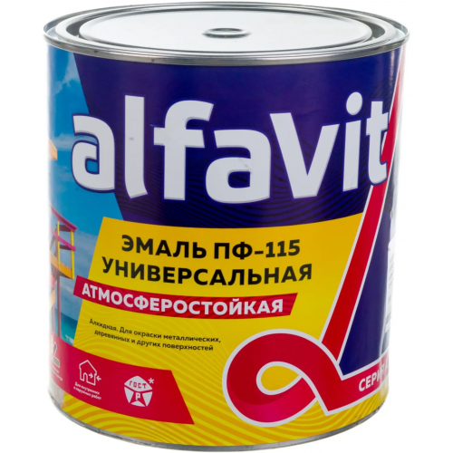 Эмаль универсальная атмосферостойкая Алфавит ПФ 115 2.7 кг черная глянцевая