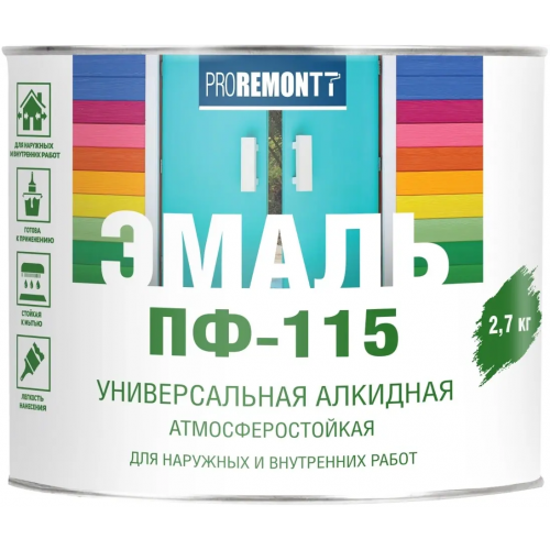 Эмаль универсальная алкидная атмосферостойкая Proremontt ПФ 115 2.7 кг голубая глянцевая