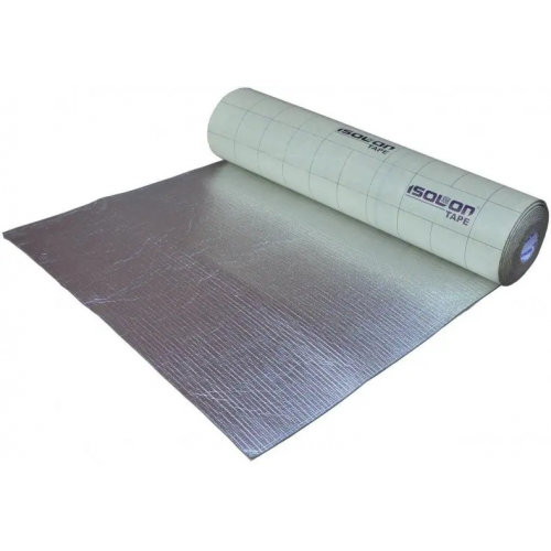 Физически сшитый пенополиэтилен рулон Изолон Isolontape 500 №3005 1*20 м/5 мм 33 кг/1 м3 серый LM пленка металлиз./VB клейкое с бумагой
