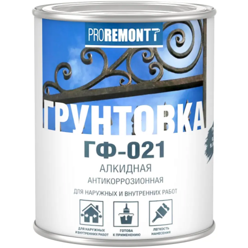 Грунтовка алкидная антикоррозионная Proremontt ГФ 021 900 г серая