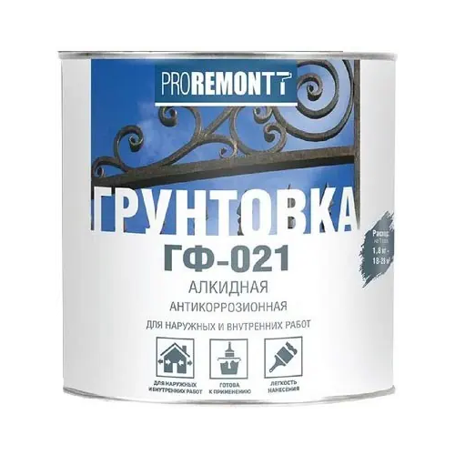 Грунтовка алкидная антикоррозионная Proremontt ГФ 021 1.8 кг серая