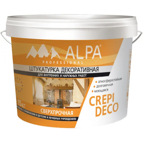 Штукатурка декоративная сверхпрочная атмосферостойкая Alpa Crepi Deco 15 кг 2.5 мм