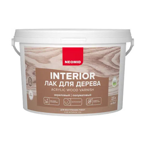 Лак для дерева акриловый Неомид Interior 2.5 л