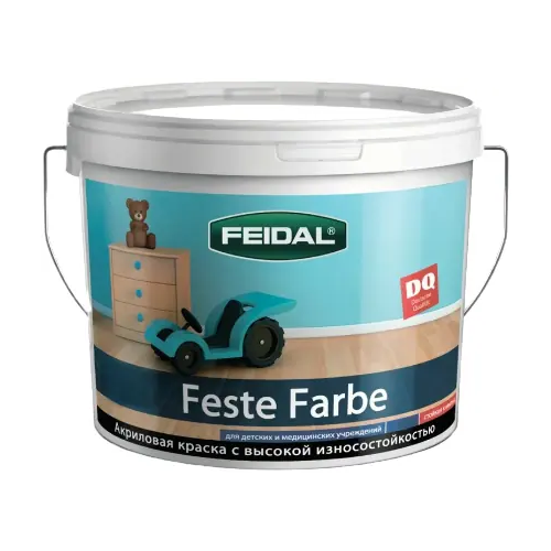 Акриловая моющаяся антивандальная краска Feidal Feste Farbe 4.65 л бесцветная база 2