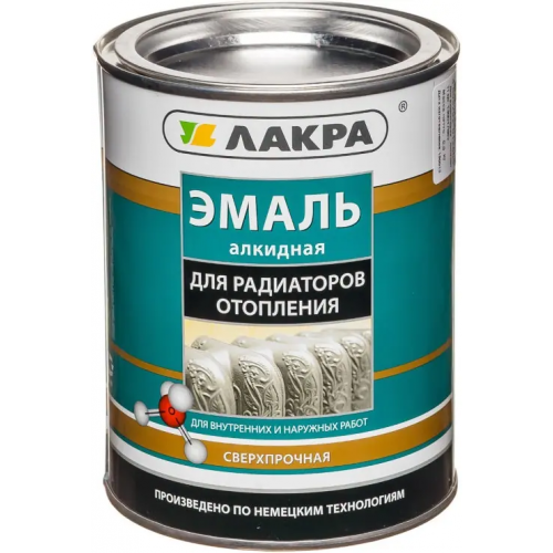 Эмаль алкидная для радиаторов отопления сверхпрочная Лакра 900 г белая