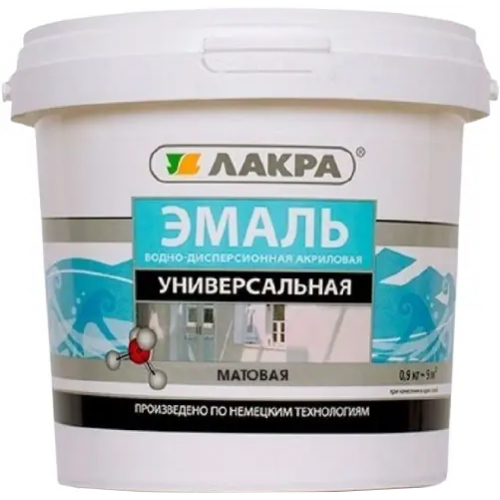 Эмаль акриловая универсальная Лакра 900 г белая матовая