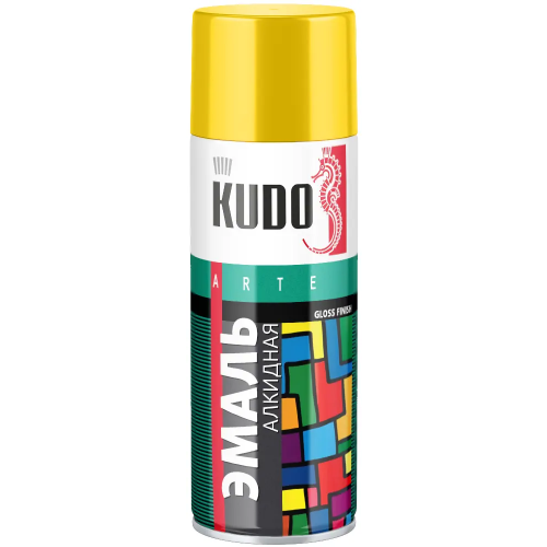 Эмаль алкидная универсальная Kudo Arte Gloss Finish 3P Technology 520 мл желтая RAL 1018