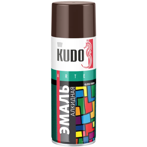 Эмаль алкидная универсальная Kudo Arte Gloss Finish 3P Technology 520 мл коричневая RAL 8017