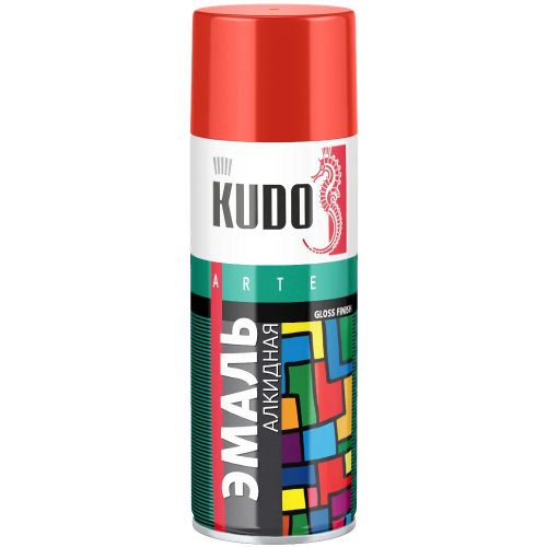 Эмаль алкидная универсальная Kudo Arte Gloss Finish 3P Technology 520 мл красная RAL 3020