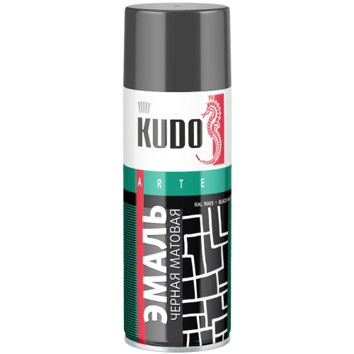 Эмаль алкидная универсальная Kudo Arte Gloss Finish 3P Technology 520 мл черная RAL 9005 матовая