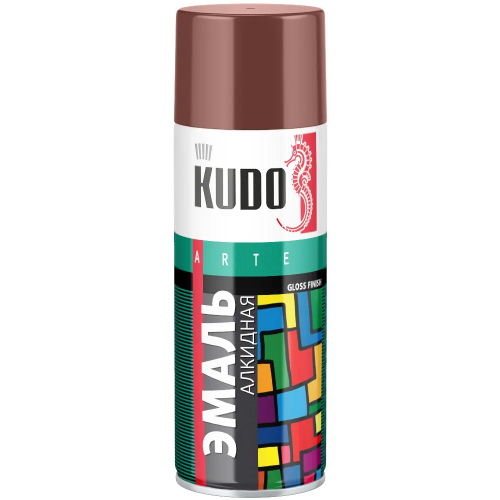 Эмаль алкидная универсальная Kudo Arte Gloss Finish 3P Technology 520 мл красно коричневая RAL 8012