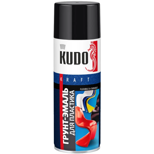 Грунт эмаль для пластика Kudo Kraft Flexible & Durable 520 мл черная