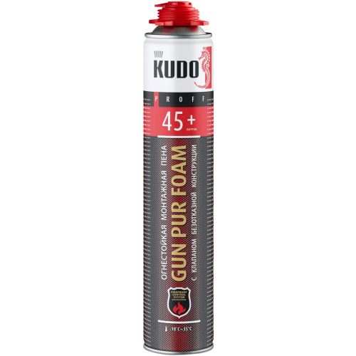 Профессиональная огнестойкая монтажная пена Kudo Proff Gun Pur Foam 45+ 1 л