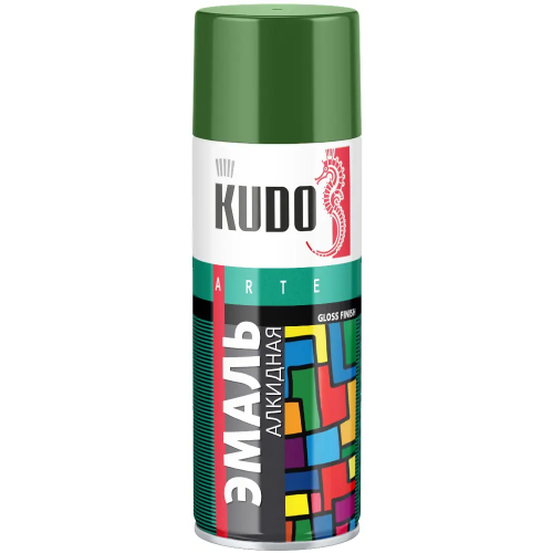 Эмаль алкидная универсальная Kudo Arte Gloss Finish 3P Technology 520 мл зеленая листва RAL 6002