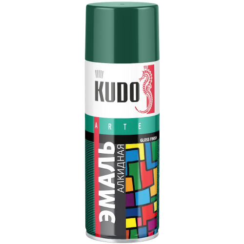 Эмаль алкидная универсальная Kudo Arte Gloss Finish 3P Technology 520 мл глубоко зеленая RAL 6005