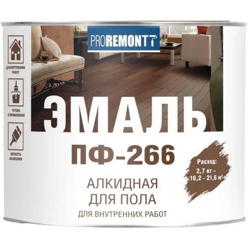 Эмаль алкидная для пола Proremontt ПФ 266 2.7 кг красно коричневая