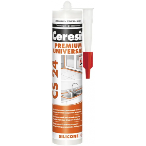 Универсальный высокоэластичный силиконовый герметик Ceresit CS 24 Silicone Premium 280 мл бесцветный