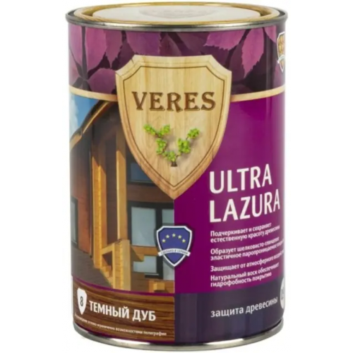 Декоративно защитная лессирующая пропитка для древесины Veres Ultra Lazura 900 мл №8