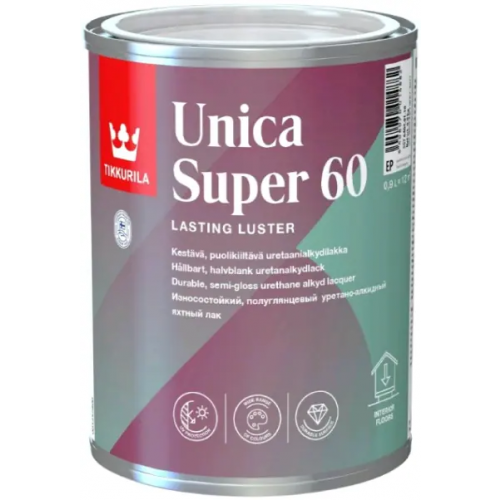 Износостойкий полуглянцевый уретано алкидный яхтный лак Тиккурила Unica Super 60 900 мл