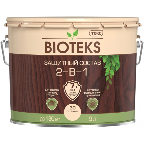 Защитный лессирующий состав Текс Bioteks 2 в 1 9 л махагон