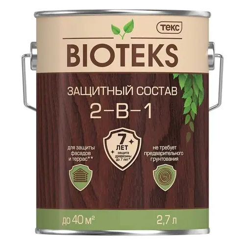 Защитный лессирующий состав Текс Bioteks 2 в 1 2.7 л махагон