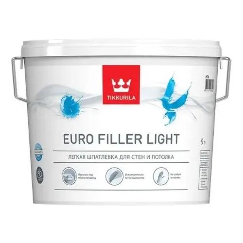 Легкая шпатлевка для стен и потолка Тиккурила Euro Filler Light 9 л