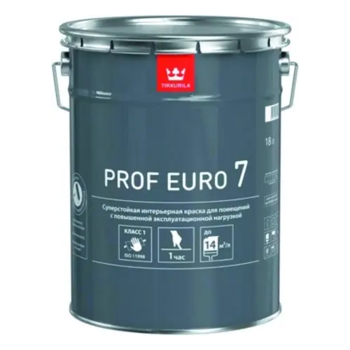 Суперстойкая моющаяся интерьерная краска Тиккурила Prof Euro 7 18 л белая база A матовая