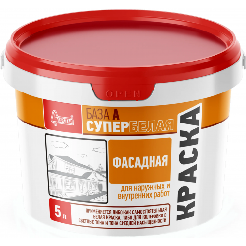 Краска фасадная супербелая Старатели 5 л супербелая