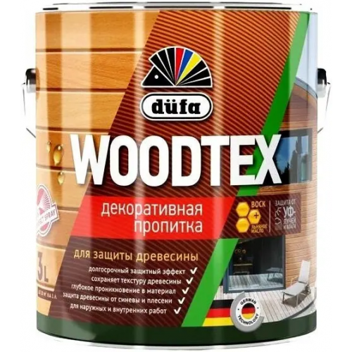 Декоративная пропитка для защиты древесины Dufa Woodtex 3 л орех