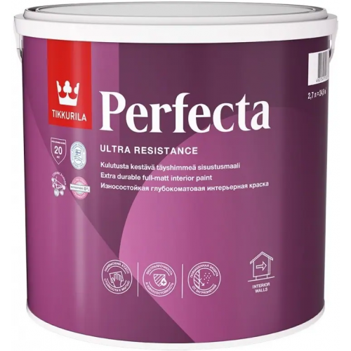 Износостойкая глубокоматовая интерьерная краска Тиккурила Perfecta 2.7 л база C