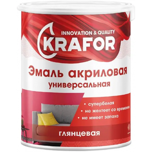 Эмаль акриловая универсальная Крафор 3 кг супербелая глянцевая