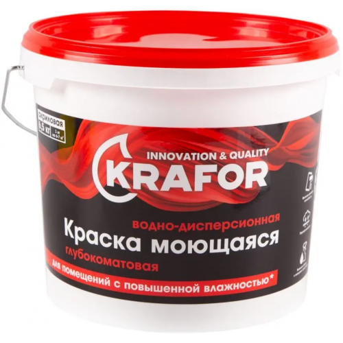Водно дисперсионная краска акриловая моющаяся интерьерная Крафор 6.5 кг белая