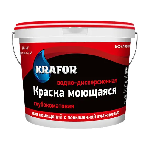 Водно дисперсионная краска акриловая моющаяся интерьерная Крафор 14 кг белая