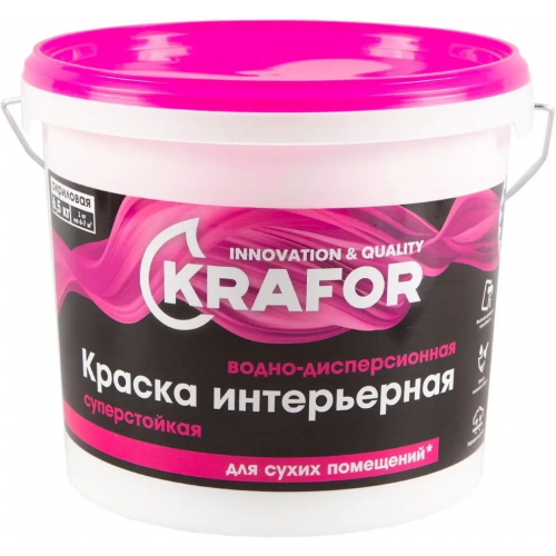 Водно дисперсионная акриловая суперстойкая краска Крафор Интерьерная 6.5 кг белая