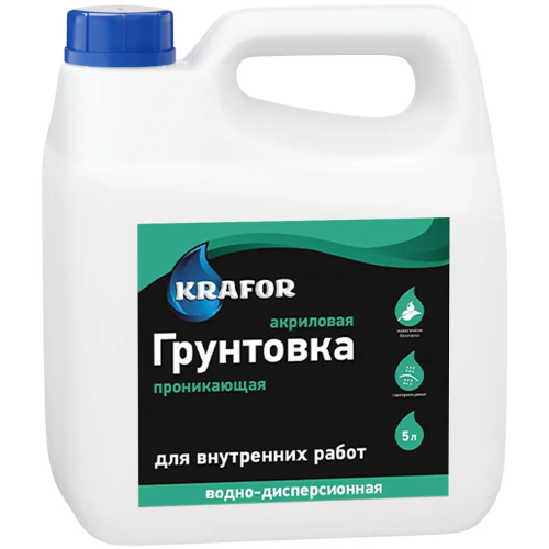 Грунтовка акриловая проникающая для внутренних работ Крафор 5 л