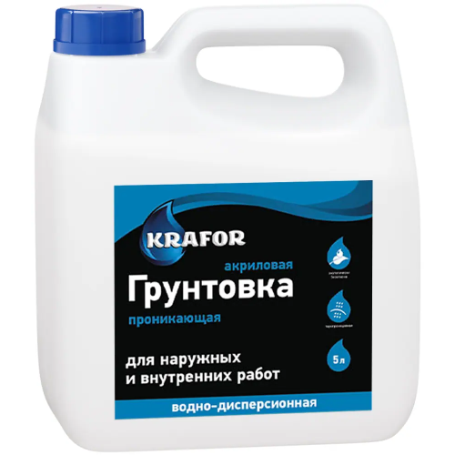 Водно дисперсионная грунтовка акриловая проникающая Крафор 5 л