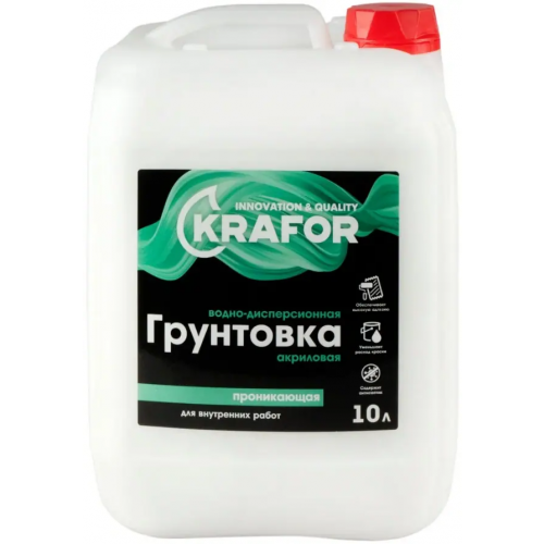 Водно дисперсионная грунтовка акриловая проникающая Крафор 10 л