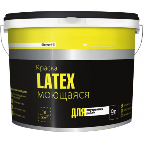 Краска моющаяся для внутренних работ Alpa Element SE Latex 9 л белая