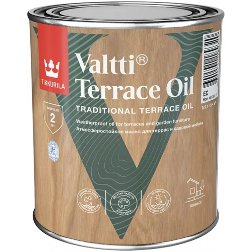 Атмосферостойкое масло для террас и садовой мебели Тиккурила Valtti Terrace Oil 900 мл база EC