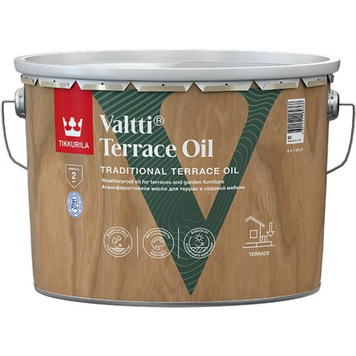 Атмосферостойкое масло для террас и садовой мебели Тиккурила Valtti Terrace Oil 9 л база EC