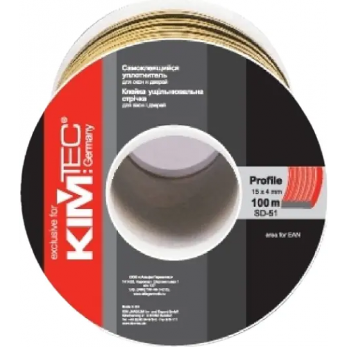 Самоклеящийся уплотнитель для окон и дверей Kim Tec 15*100 м/4 мм SD 51/4 профиль черный