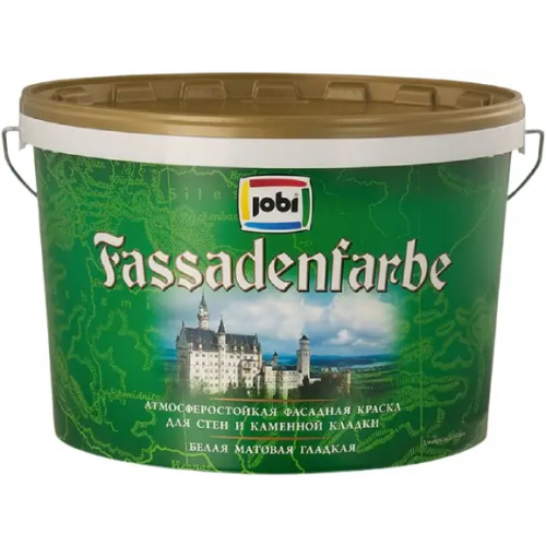 Краска для стен и каменной кладки акриловая Jobi Fassadenfarbe 10 л белая база A морозостойкая
