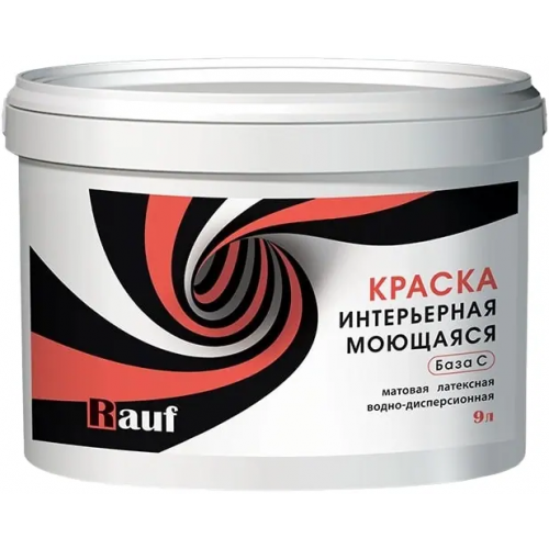 Краска интерьерная моющаяся латексная водно дисперсионная Rauf R 24 9 кг бесцветная