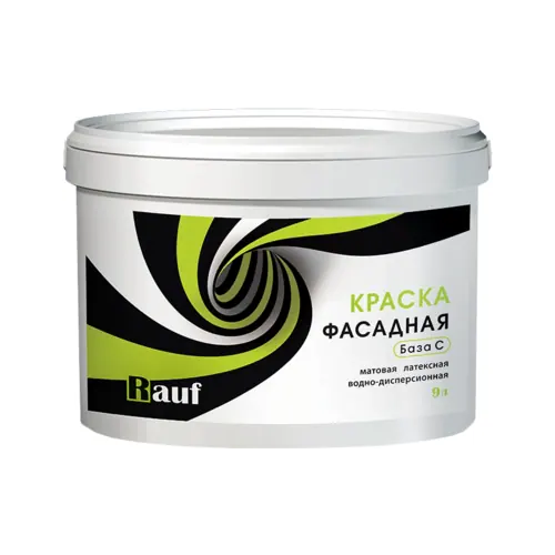 Краска фасадная латексная водно дисперсионная Rauf R 32 9 кг бесцветная