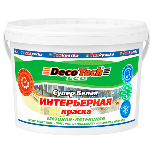 Краска интерьерная латексная Decotech Eco 3 кг супербелая