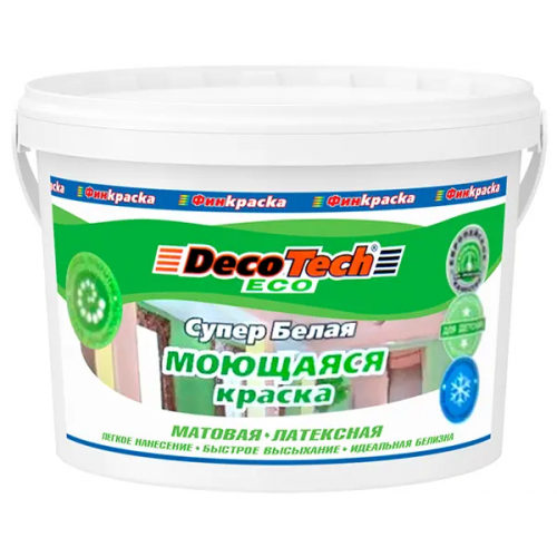 Краска моющаяся латексная Decotech Eco 14 кг супербелая