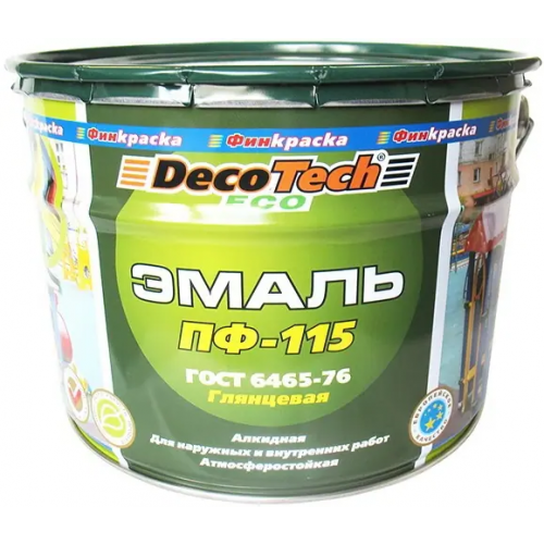 Эмаль алкидная для наружных и внутренних работ Decotech Eco ПФ 115 10 кг желтая